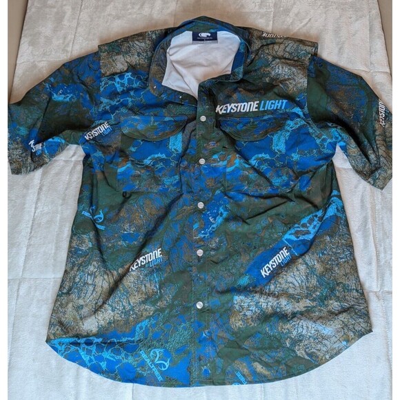 Keystone Light Realtree G&G Outfitters  Vented Fishing Button up Shirt Men's  L - Picture 1 of 10